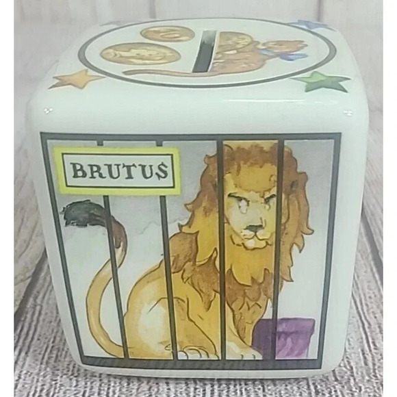 Villeroy & Boch Le Cirque Ceramic Moneybox Piggy Bank 3" Cube Key New Old Stock - Picture 8 of 14